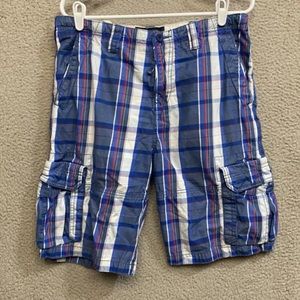 Tommy Hilfiger Mens Shorts Size 32 Loose Fit Cargo Blue Striped Casual Cotton